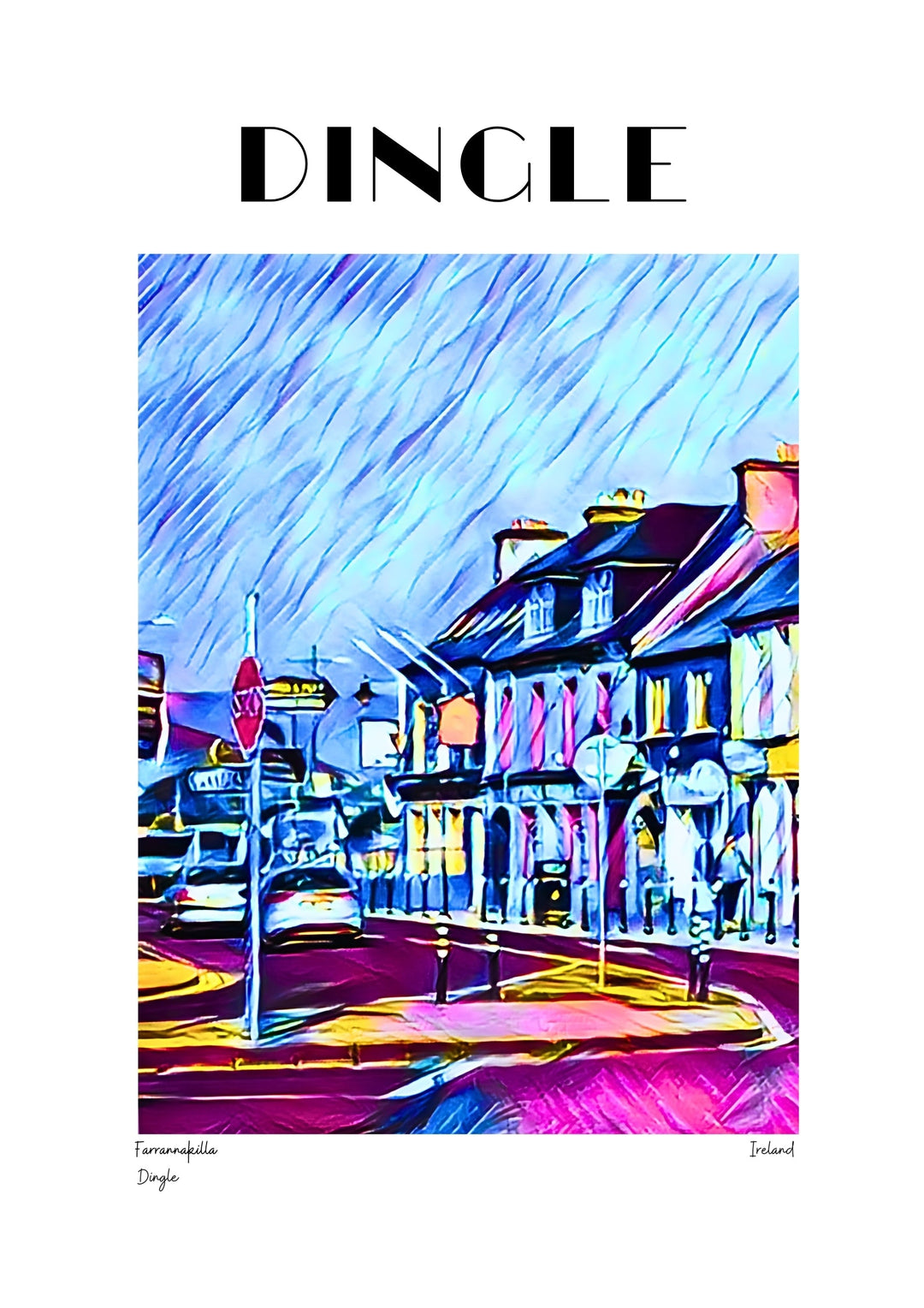 Strand Street Poster – Dingle Peninsula

Celebrate the vibrant charm of Strand Street, Dingle’s lively path leading to the bustling Dingle Pier. This poster captures the street’s colorful shops, cozy cafes, and the unmistakable energy of this seaside town. Feel the salt air and the promise of adventure as you’re transported to the heart of Dingle.