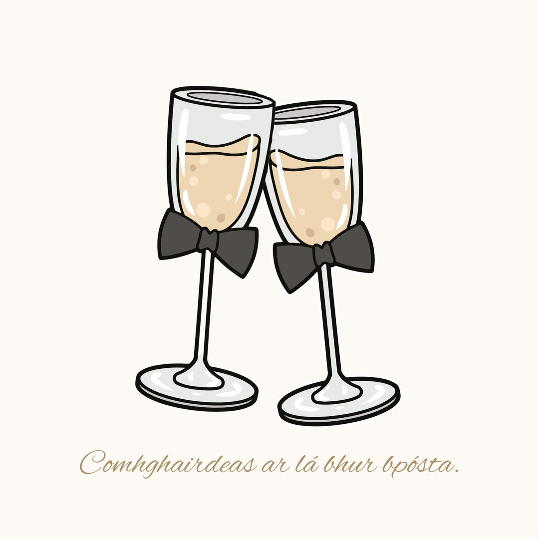 Eco-Friendly Wedding Greeting Cards – Comhghairdeas &amp;amp; Congratulations

Celebrate love with this charming wedding greeting cards featuring Irish and English messages, like "Comhghairdeas" and "Congratulations." Crafted from 100% recycled paper, this card offers a beautiful way to congratulate the happy couple while being kind to the planet.

🌿 Eco-Friendly: Made with 100% recycled materials.
🇮🇪 Bilingual: Warm wishes in both Irish and English.
💖 Locally Designed: Inspired by the beauty of Dingle Peni