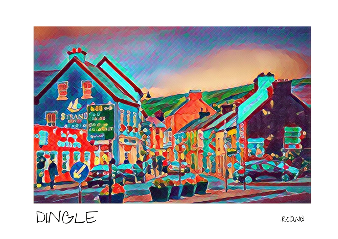 Strand Street Poster – Dingle Peninsula

Celebrate the vibrant charm of Strand Street, Dingle’s lively path leading to the bustling Dingle Pier. This poster captures the street’s colorful shops, cozy cafes, and the unmistakable energy of this seaside town. Feel the saKey Features:

Stunning depiction of Strand Street and its vibrant charm 🏘️

Highlights the lively energy of Dingle Pier and its seaside allure 🌊

Printed on eco-friendly, recycled materials, supporting sustainability ♻️