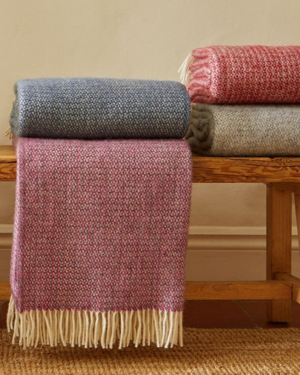 100% Wool Blankets &amp; Throws - Illusion Pink/Grey