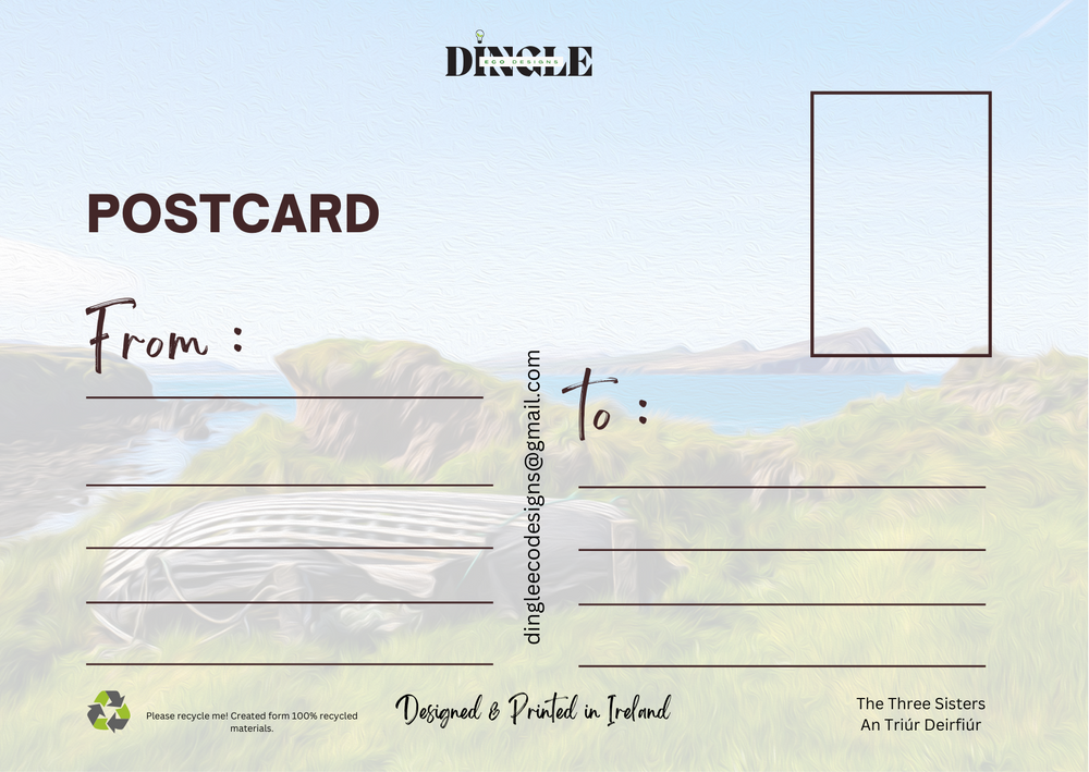 Curragh at Muiríoch Postcard – Timeless Coastal Charm

Capture the essence of Ireland's maritime heritage with this beautiful postcard featuring a traditional curragh near Muiríoch. Set against the stunning backdrop of the Dingle Peninsula, it celebrates the connection between the land and sea.

🌊 Authentic Design: Showcasing a traditional Irish curragh in a scenic coastal setting.
♻️ Eco-Friendly: Printed on 100% recycled paper for sustainable gifting.
