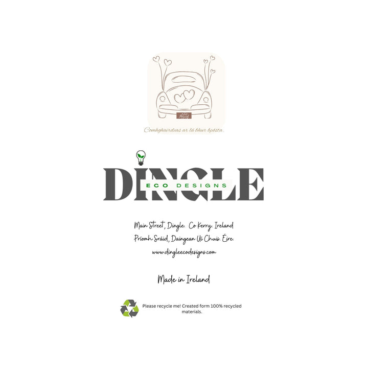 Eco-Friendly Wedding Greeting Cards – Comhghairdeas &amp;amp; Congratulations

Celebrate love with this charming wedding greeting cards featuring Irish and English messages, like "Comhghairdeas" and "Congratulations." Crafted from 100% recycled paper, this card offers a beautiful way to congratulate the happy couple while being kind to the planet.

🌿 Eco-Friendly: Made with 100% recycled materials.
🇮🇪 Bilingual: Warm wishes in both Irish and English.
💖 Locally Designed: Inspired by the beauty of Dingle Peni