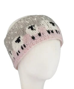 Wool Sheep Headband Pink/Grey