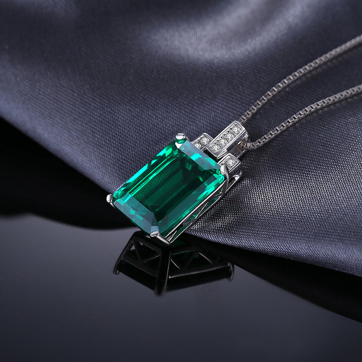Sterling Pendant with Emerald and Diamonds