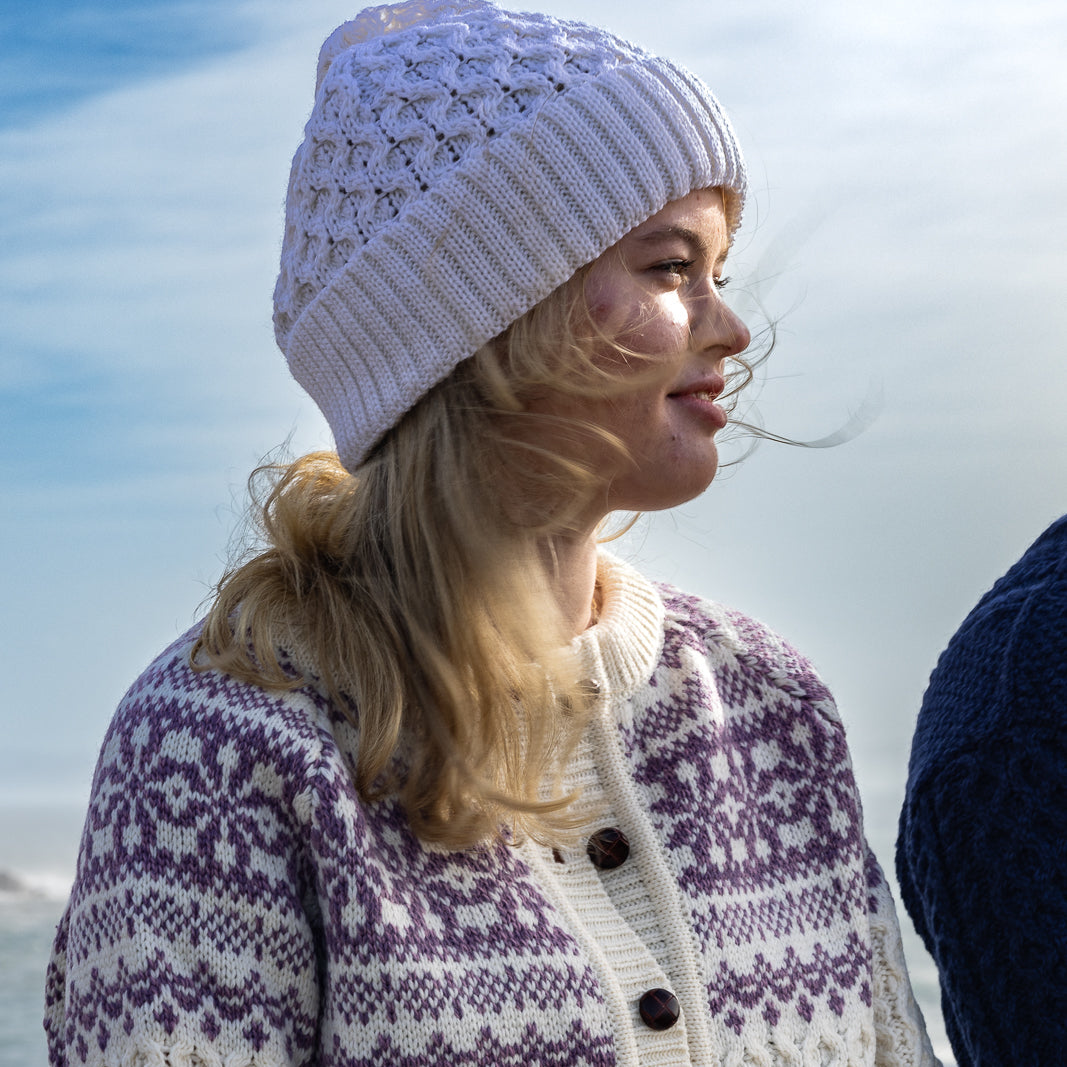 Traditional Irish Aran Hats -Natural