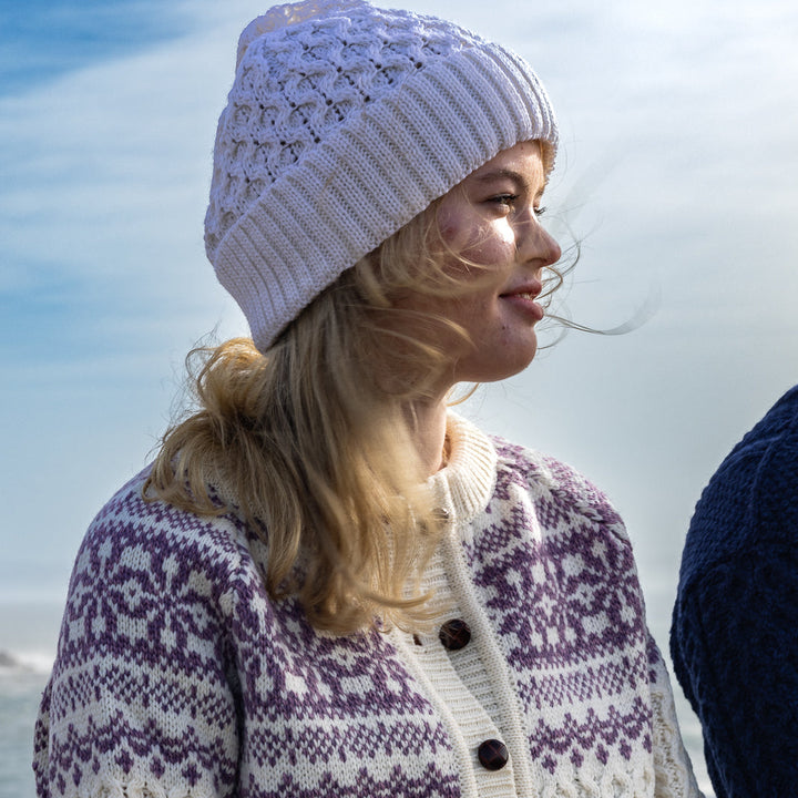 Traditional Irish Aran Hats -Natural