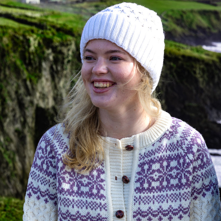 Traditional Irish Aran Hats -Natural