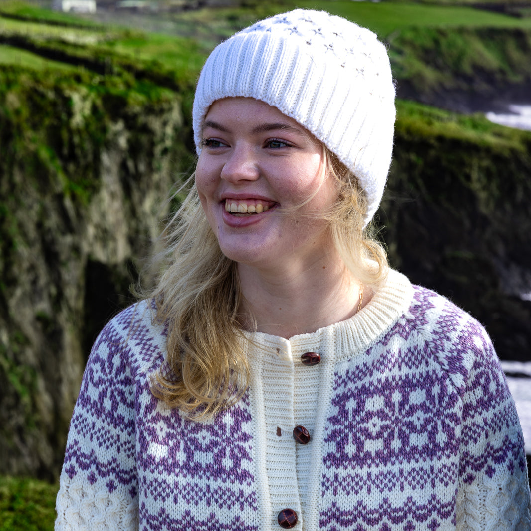 Traditional Irish Aran Hats -Natural