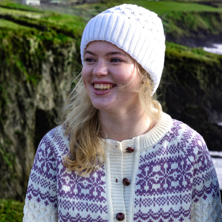 Traditional Irish Aran Hats -Natural