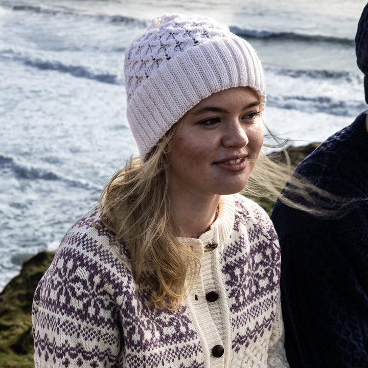 Traditional Irish Aran Hats -Natural