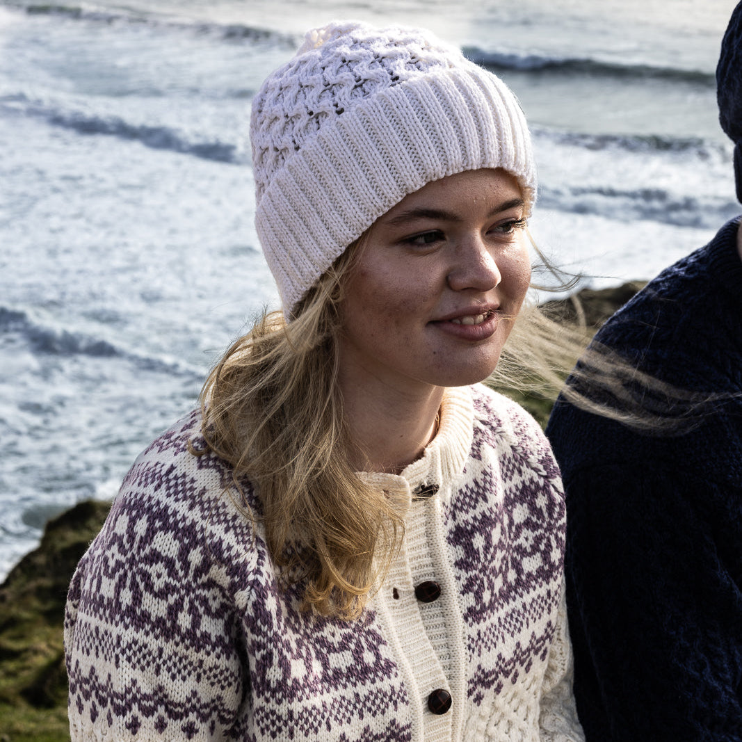 Traditional Irish Aran Hats -Natural