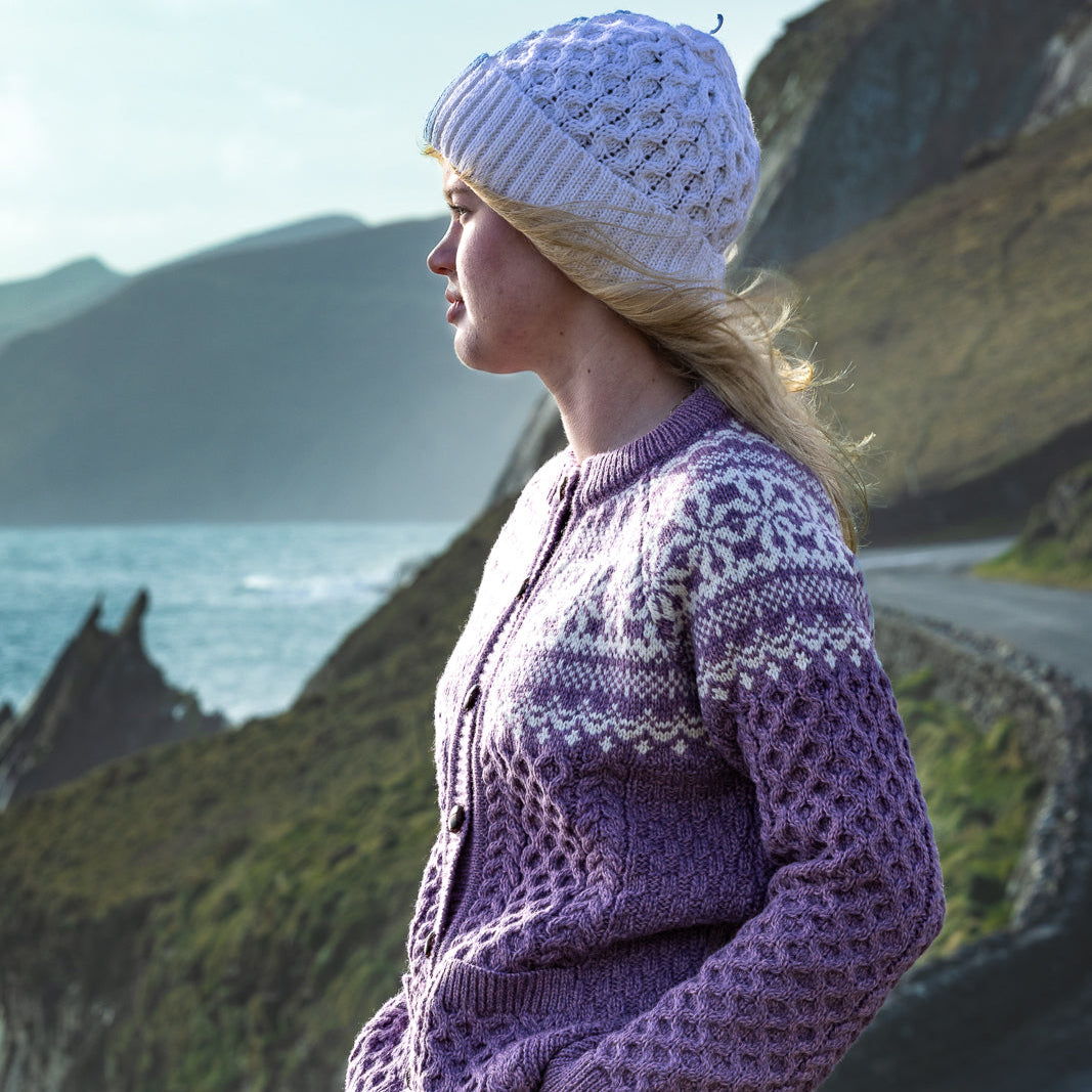 Traditional Irish Aran Hats -Natural