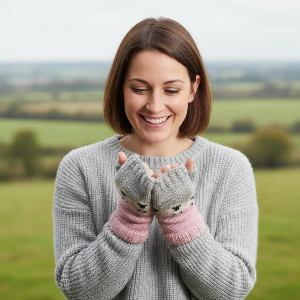 🐑🧤Irish Wool Hand Warmers– Hand-Knitted with Charming Sheep DesignStay warm in style with these hand-knitted Irish wool hand warmer, featuring a playful sheep pattern that celebrates Ireland’s rich farming heritage and rolling green hills 🐑🌿.