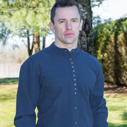 The Grandfather Shirt is a long-sleeved, cotton shirt associated with work wear by the rural Irish in the pre-industrial times.  - The Civilian Irish Grandfather Shirt takes this popular style and is made from 90% cotton &amp;amp; 10% flax which has been expertly brushed for softness and warmth.