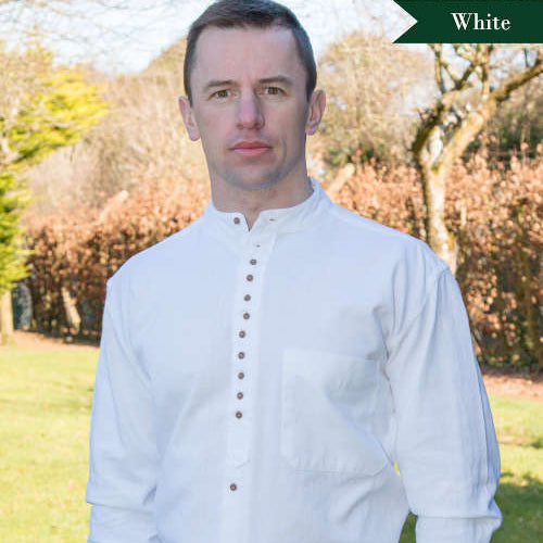The Grandfather Shirt is a long-sleeved, cotton shirt associated with work wear by the rural Irish in the pre-industrial times.  - The Civilian Irish Grandfather Shirt takes this popular style and is made from 90% cotton &amp;amp; 10% flax which has been expertly brushed for softness and warmth.