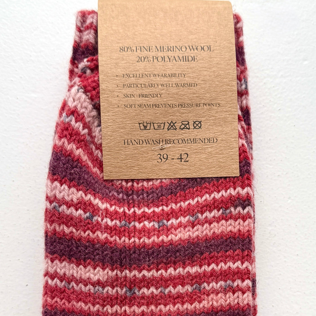 🧦 100% Merino Wool Striped Socks

Add a pop of colour and warmth to your wardrobe with our striped, multi-coloured Merino wool socks. Crafted from 100% pure Merino wool, these socks are luxuriously soft, breathable, and naturally temperature-regulating — keeping your feet cosy in winter and cool in summer. 🌦️

Perfect for everyday wear, outdoor adventures, or as a thoughtful gift from Dingle, these socks bring together comfort, sustainability, and timeless Irish charm. 🇮🇪✨