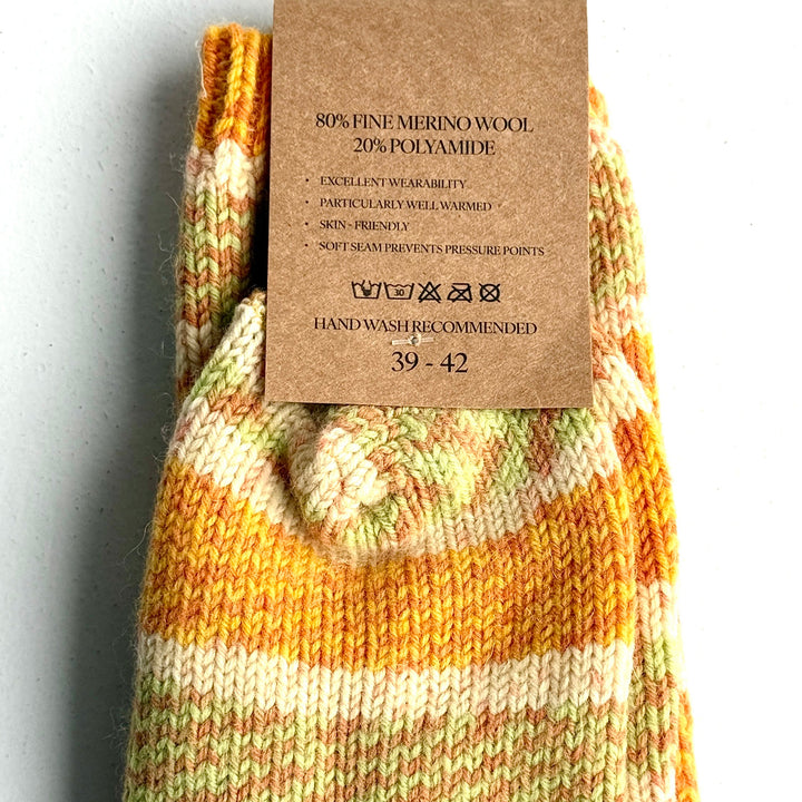 🧦 100% Merino Wool Striped Socks

Add a pop of colour and warmth to your wardrobe with our striped, multi-coloured Merino wool socks. Crafted from 100% pure Merino wool, these socks are luxuriously soft, breathable, and naturally temperature-regulating — keeping your feet cosy in winter and cool in summer. 🌦️

Perfect for everyday wear, outdoor adventures, or as a thoughtful gift from Dingle, these socks bring together comfort, sustainability, and timeless Irish charm. 🇮🇪✨