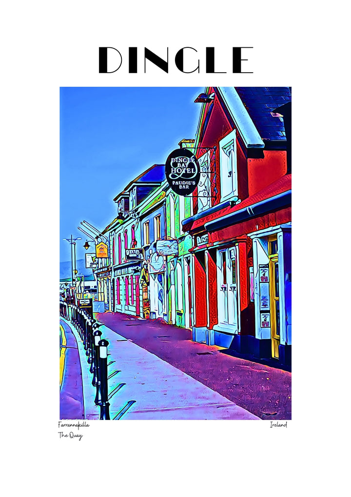 Strand Street Poster – Dingle Peninsula

Celebrate the vibrant charm of Strand Street, Dingle’s lively path leading to the bustling Dingle Pier. This poster captures the street’s colorful shops, cozy cafes, and the unmistakable energy of this seaside town. Feel the salt air and the promise of adventure as you’re transported to the heart of Dingle.

Key Features:

Stunning depiction of Strand Street and its vibrant charm 🏘️
Highlights the lively energy of Dingle Pier and its seaside allure 🌊
Printed on eco