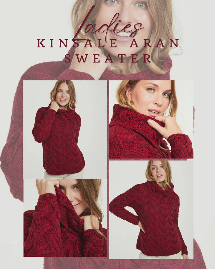 Kinsale 100% Aran Knit Sweater – Timeless Irish Style ☘️

Experience year-round warmth and elegance with the Kinsale Aran Knit Sweater, crafted from super-soft Merino wool by Aran Crafts.

✨ Features:

Iconic Cable Stitch: Bold Aran cable stitching takes center stage, complemented by subtle moss stitch side panels.
Elegant Cowl Neck: Adds a cozy and stylish touch.
Heritage Design: Inspired by the rich history of Aran knitwear, made famous globally in the 1950s.