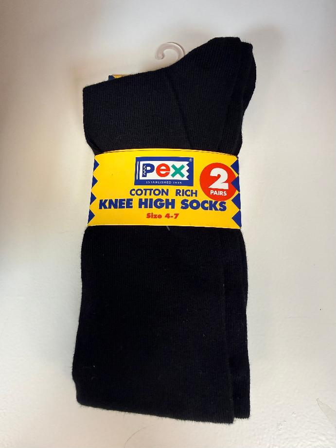 Cotton Rich Knee High Socks (Black, Size UK 4-7)