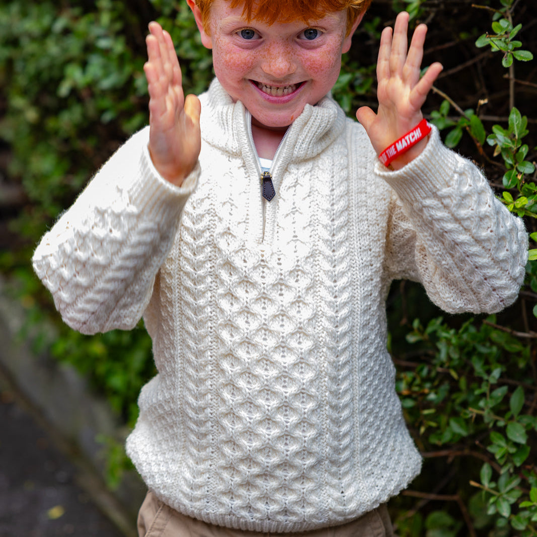 “Authentic Aran sweater in Dingle, Ireland”
Children's Authentic Aran Knitwear – Irish Craftsmanship & Timeless Style

Wrap your little ones in the enchanting warmth of authentic Aran knit cardigans and sweaters, crafted in Ireland with 100% soft merino wool for unbeatable comfort and durability.

🌟 Heritage Design: Featuring intricate Aran stitches like cable, honeycomb, and trinity, each piece tells a unique story.
